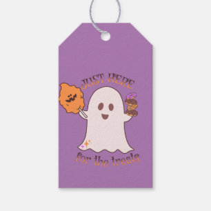 Étiquettes-cadeau Fête de friandises d'Halloween Fantôme et Sucrerie