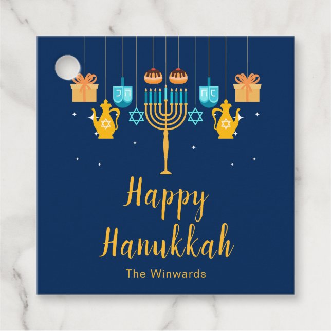 Étiquettes Cadeau Fête de Hanoucca Ménorah  (Devant)