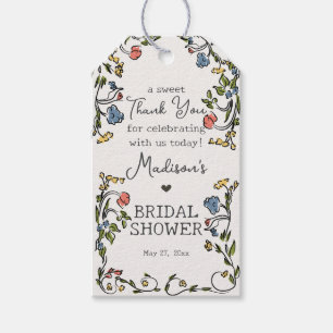 Étiquettes-cadeau Fête de Jardin Fantaisiste avec Doodle Floral pour