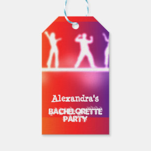 Étiquettes-cadeau Fête de jeunes filles aux danseurs néon funky colo