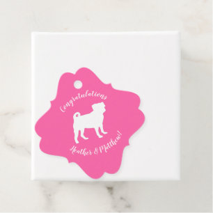 Étiquettes Cadeau Fête de la fête du chien Carlin rose