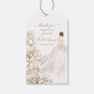 Étiquettes-cadeau Fête de la mariée de jeune mariée de magnolia