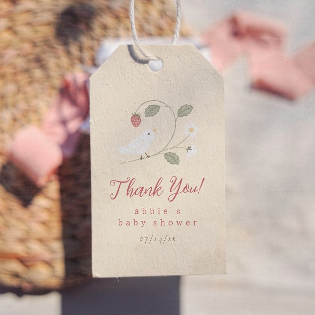 Étiquettes-cadeau Fête de la Nidification Fête Prénatale Strawberry  (Créateur téléchargé)