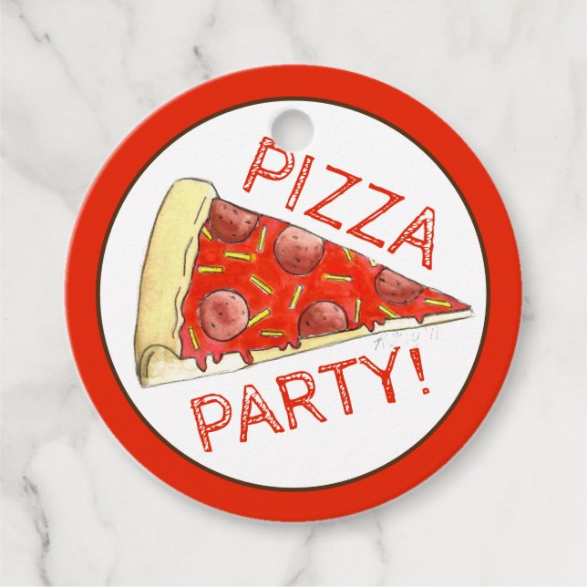 Étiquettes Cadeau FÊTE DE LA PIZZA ! Pepperoni Fromage Pizzeria tran (Devant)