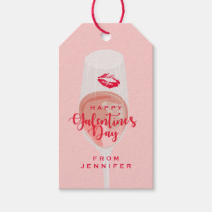 Étiquettes-cadeau Fête de la Saint-Galentin Aquarelle Rosé rose