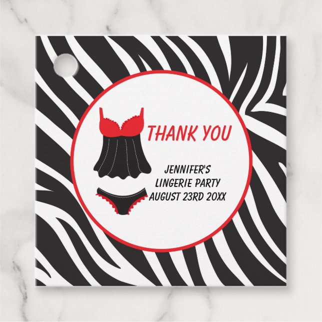 Étiquettes Cadeau Fête de lingerie rouge Merci (Devant)