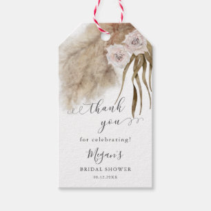 Étiquettes-cadeau Fête de l'mariée en herbe Boho Pampas rose Favor