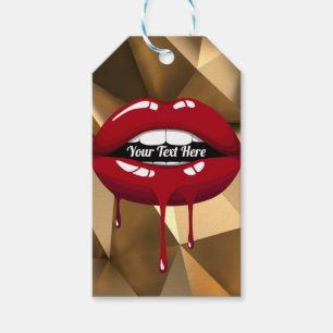 Étiquettes-cadeau Fête de Luxe Glam Or Rouges Gouttes Lèvres qui Dég