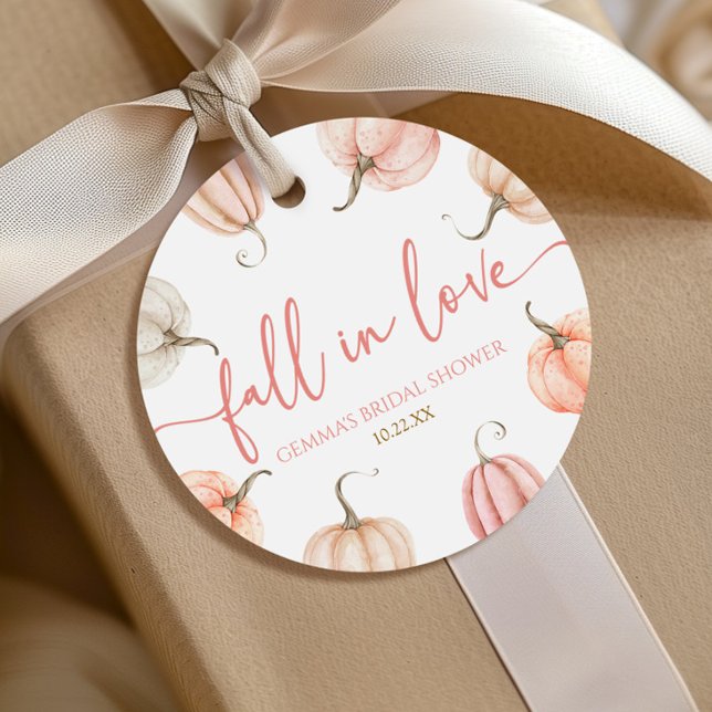 Étiquettes Cadeau Fête de mariage automnal Citrouille rose : Tombez  (Créateur téléchargé)