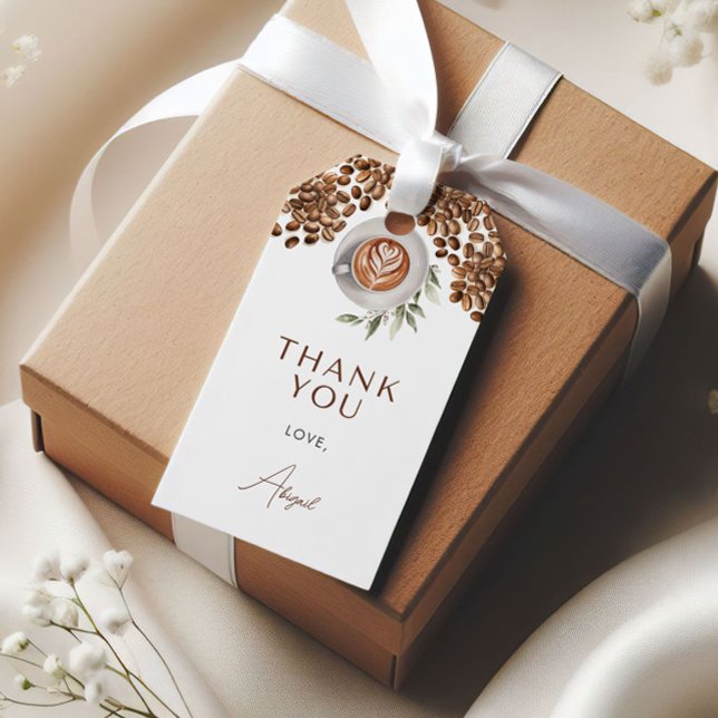 Étiquettes-cadeau Fête de Mariage autour du Café - L'Amour est dans  (Coffee Bridal Shower - Love is Brewing Favor Tags, Gift Tags)