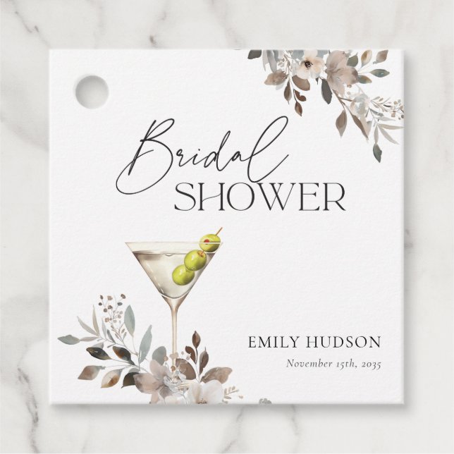 Étiquettes Cadeau Fête de mariage avec cocktail Dirty Martini (Devant)