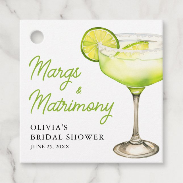 Étiquettes Cadeau Fête de mariage avec cocktail Modern Margs & Matri (Devant)