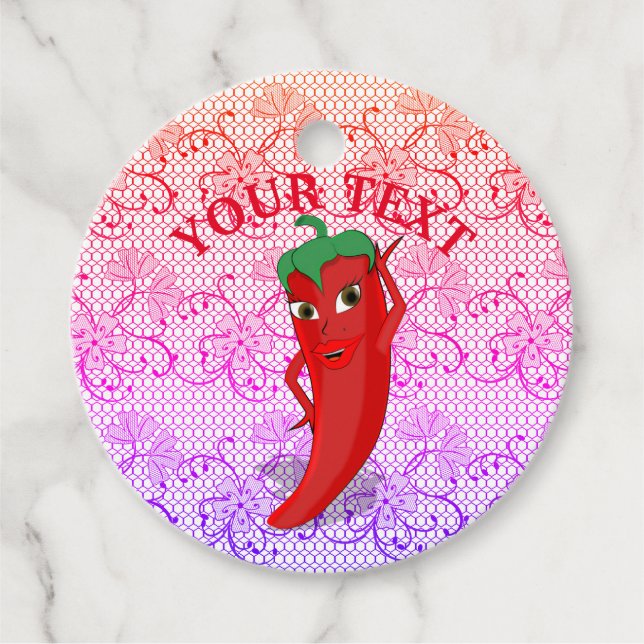 Étiquettes Cadeau Fête de mariage avec diva piment rouge (Devant)
