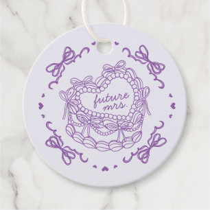 Étiquettes Cadeau Fête de mariage avec gâteau Coquette Rétro Cœur Ar
