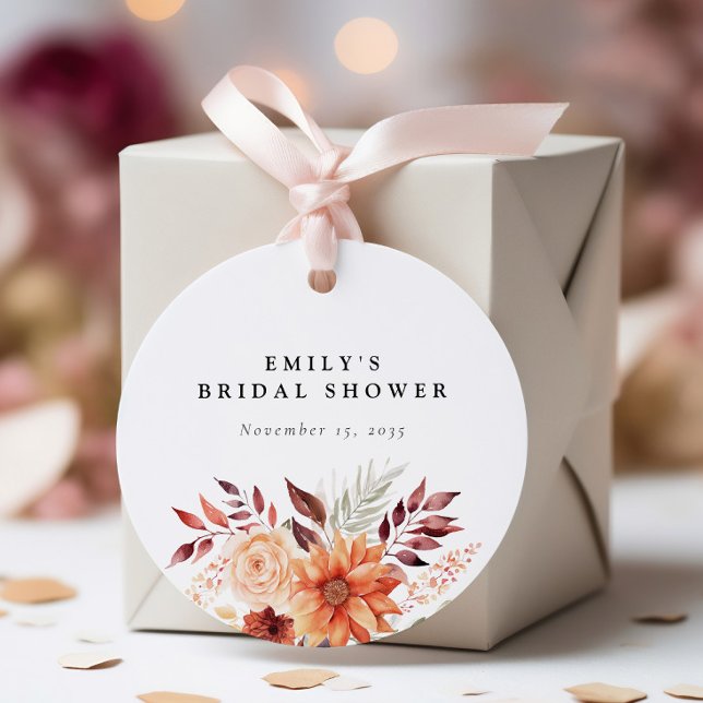 Étiquettes Cadeau Fête de mariage bohème florale d'automne (Créateur téléchargé)