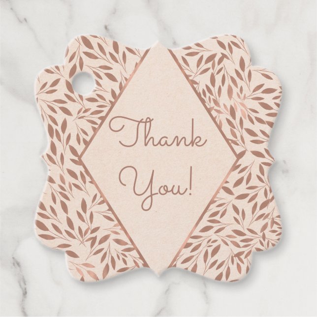 Étiquettes Cadeau Fête de mariage botanique glamour aux feuilles rus (Devant)