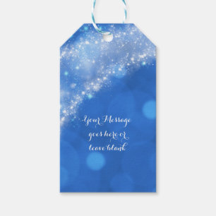 Étiquettes-cadeau Fête de mariage Cendrillon avec étincelles bleues