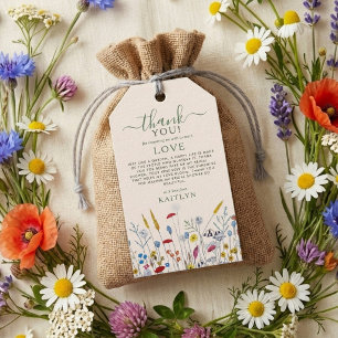 Étiquettes-cadeau Fête de mariage champ de fleurs sauvages Amour en