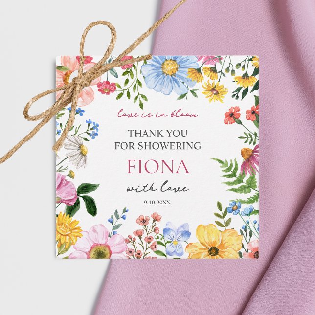 Étiquettes Cadeau Fête de mariage champêtre "Amour en fleurs" Merci (love is in bloom gift tags bridal shower thank you favors)