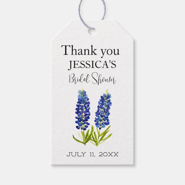 Étiquettes-cadeau Fête de mariage champêtre aux fleurs sauvages Blue (Devant)