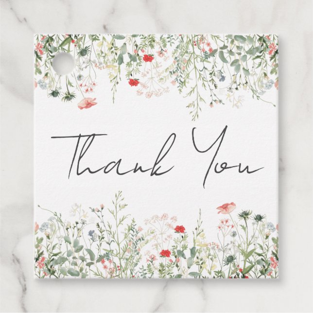 Étiquettes Cadeau Fête de mariage champêtre de fleurs sauvages  (Devant)