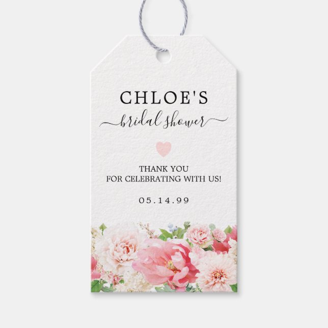 Étiquettes-cadeau Fête de mariage champêtre en rose saumon (Devant)