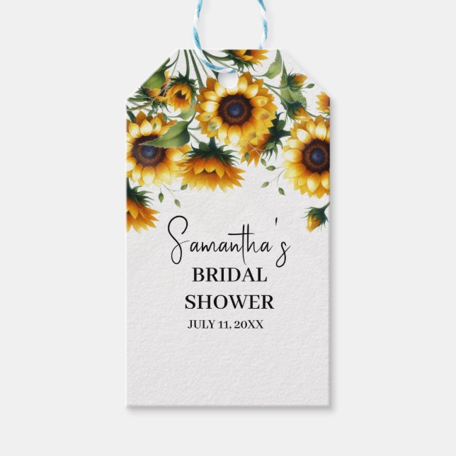 Étiquettes-cadeau Fête de mariage champêtre fleurs jaunes tournesols (Devant)