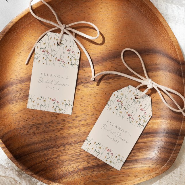 Étiquettes-cadeau Fête de Mariage Champêtre Fleurs Sauvages Personna (Créateur téléchargé)