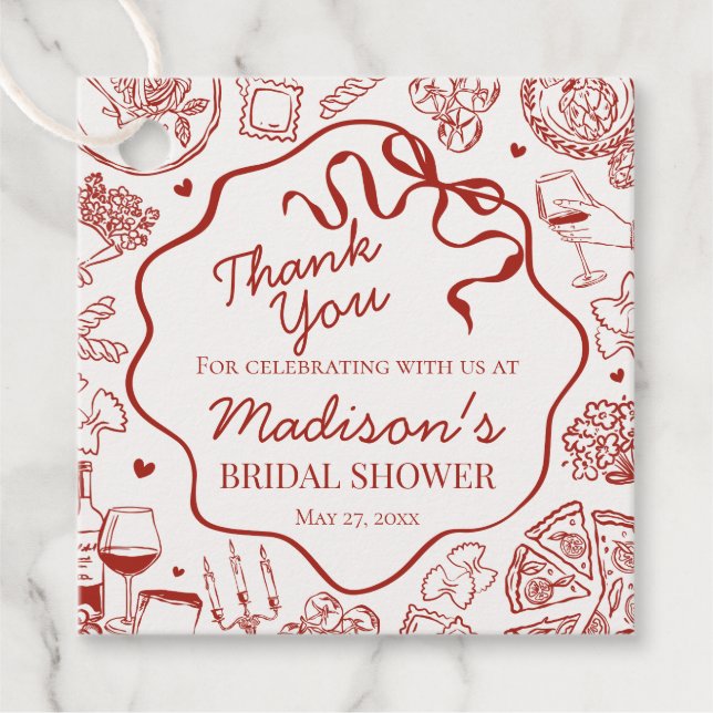 Étiquettes Cadeau Fête de Mariage de la Pasta Italienne C'est l'Amou (Devant)