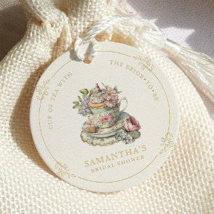 Étiquettes Cadeau Fête de mariage élégante et vintage autour du thé