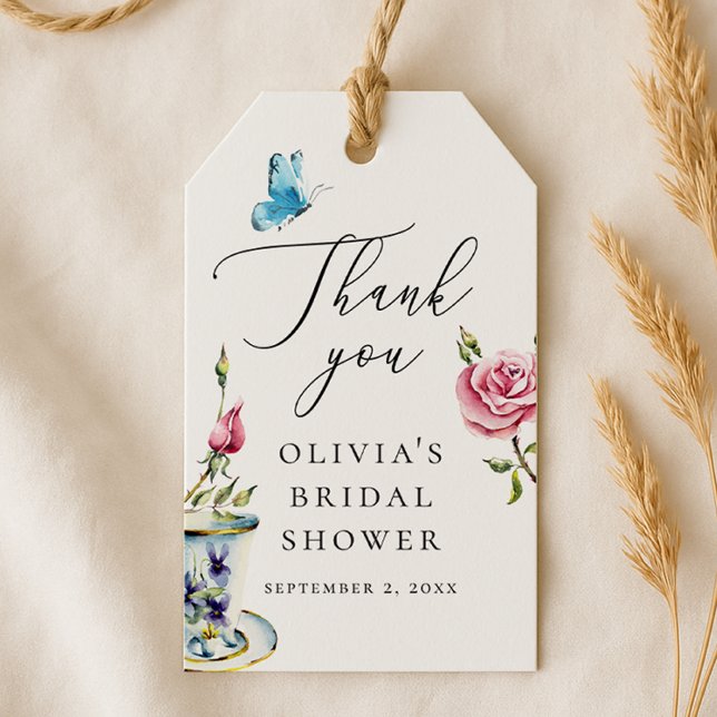 Étiquettes-cadeau Fête de mariage élégante florale | Remerciements R (Créateur téléchargé)