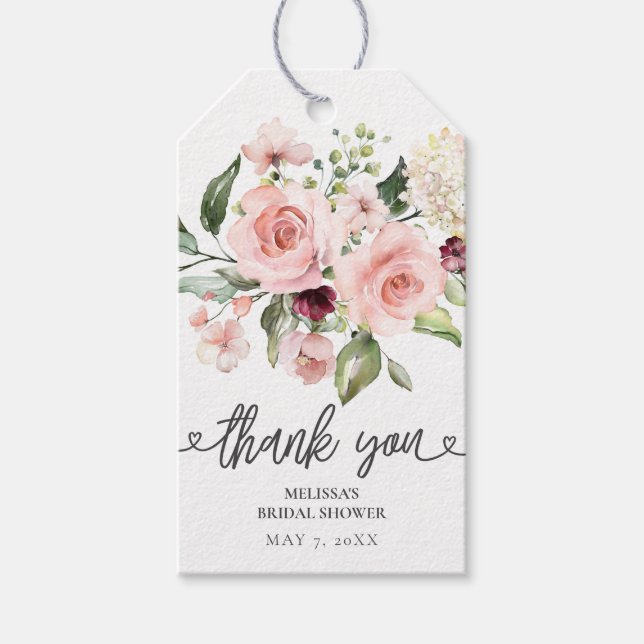 Étiquettes-cadeau Fête de mariage en rose floral (Devant)