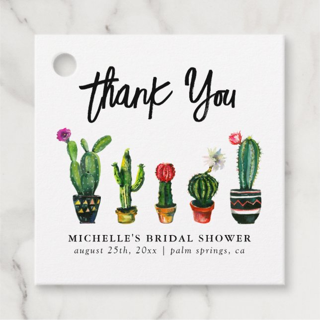 Étiquettes Cadeau Fête de mariage Fiesta Cactus (Devant)