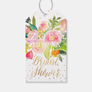 Étiquettes-cadeau Fête de mariage floral aquarelle PixDezines