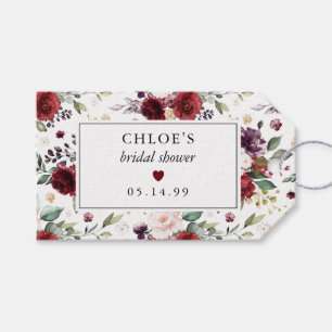 Étiquettes-cadeau Fête de mariage floral avec des roses rouges et ro