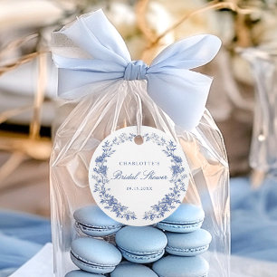 Étiquettes Cadeau Fête de mariage Floral Bleu Poussiéreux