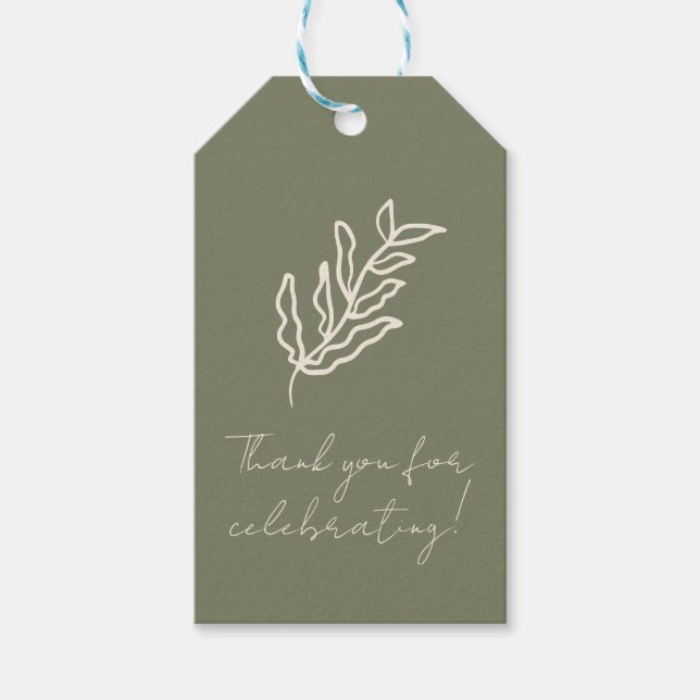 Étiquettes-cadeau Fête de Mariage Floral Botanique Dessiné à la Main (Devant)