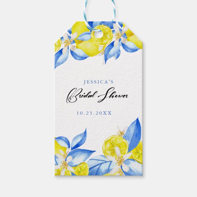 Étiquettes-cadeau Fête de mariage floral citron italien  (Devant)