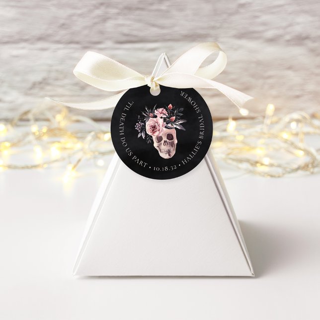 Étiquettes Cadeau Fête de mariage Floral Crâne Halloween (Créateur téléchargé)
