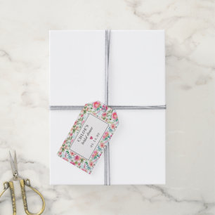 Étiquettes-cadeau Fête de mariage floral Pivoine Rose Rustique