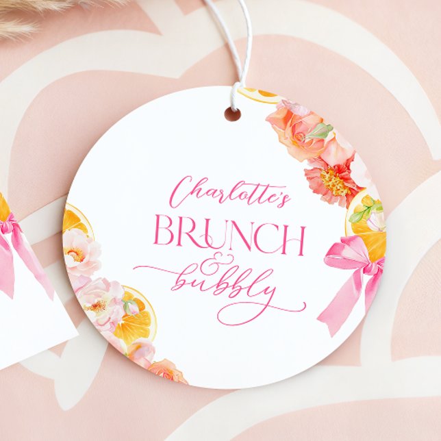 Étiquettes Cadeau Fête de mariage floral rose et orange (Créateur téléchargé)