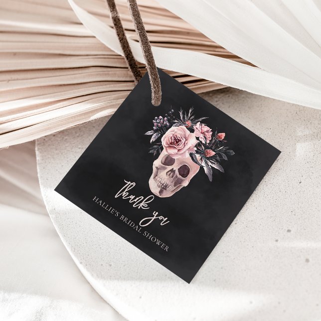 Étiquettes Cadeau Fête de mariage Floral Skull Halloween (Créateur téléchargé)