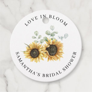 Étiquettes Cadeau Fête de mariage Floral Tournesol Eucalyptus