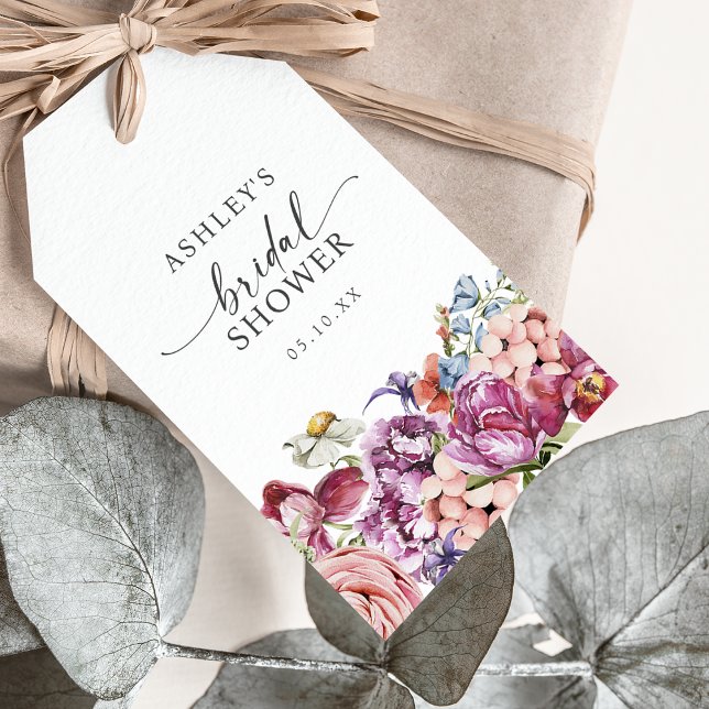 Étiquettes-cadeau Fête de Mariage Florale Élégante (Elegant Floral Bridal Shower Gift Tags by Painted Paperie
)