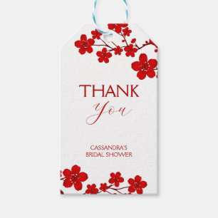 Étiquettes-cadeau Fête de mariage Florale Fleur de Cerisier Rouge