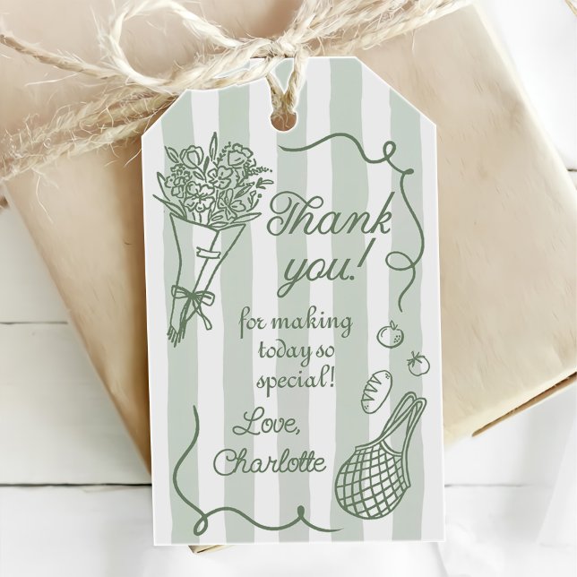 Étiquettes-cadeau Fête de mariage Handrawn Fresh Off the Market (Créateur téléchargé)