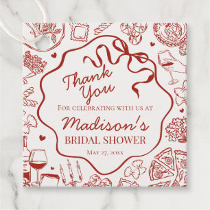 Étiquettes Cadeau Fête de Mariage Italienne sur le Thème des Pâtes C
