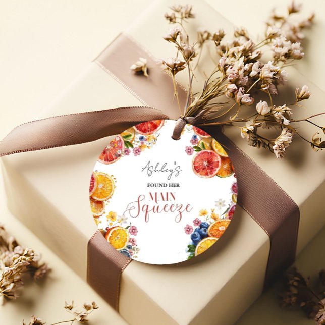 Étiquettes Cadeau Fête de mariage Main Squeeze Citrus  (Créateur téléchargé)