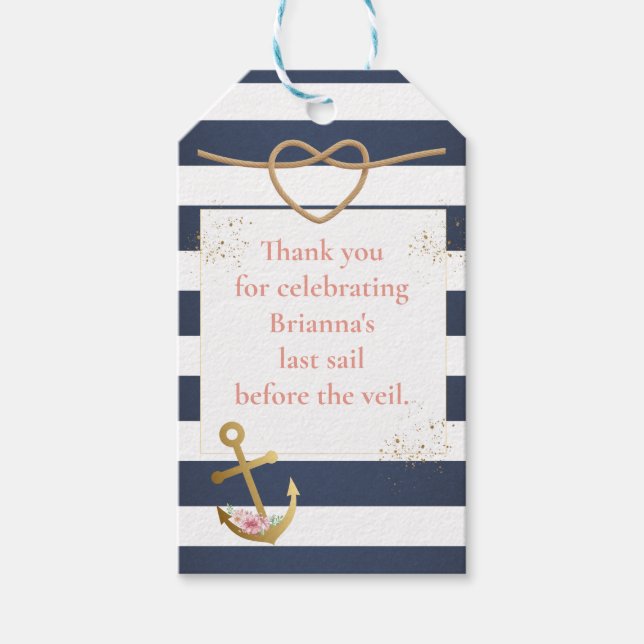 Étiquettes-cadeau Fête de mariage nautique (Devant)
