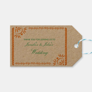 Étiquettes-cadeau Fête de mariage papier découpé mexicain orange